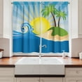 thumbnail image 2 of Ambesonne Beach Kitchen Curtains, Sun Rays Tropical Island, 55"x45", Blue Yellow Green, 2 of 3