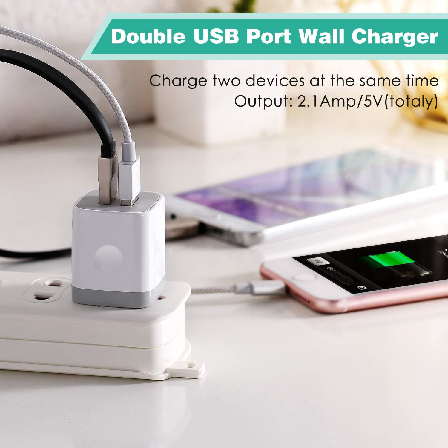 USB Wall Charger Block Android Phone iPad KENHAO 3-Pack 2.1A/5V Dual Port USB Plug Power Adapter Charger Brick Box Cube Charging Block for iPhone 13 12 11 Pro Max XS XR X 8 7 6 Plus SE Samsung 