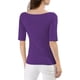 thumbnail image 3 of Camisetas de media manga ajustadas de cuello barco para mujeres INSPIRE CHIC, color púrpura, 3 of 8