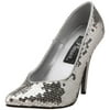 Womens Classic Pump Shoe 5 Inch Sexy High Heels Silver Sequins