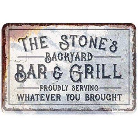 Tin Poster Metal Sign Personalized Backyard Bar and Grill Distressed Look Custom Metal Art Welcome S Home Kitchen Bar Coffee Shop Decor Wall Plaque Retro Signs