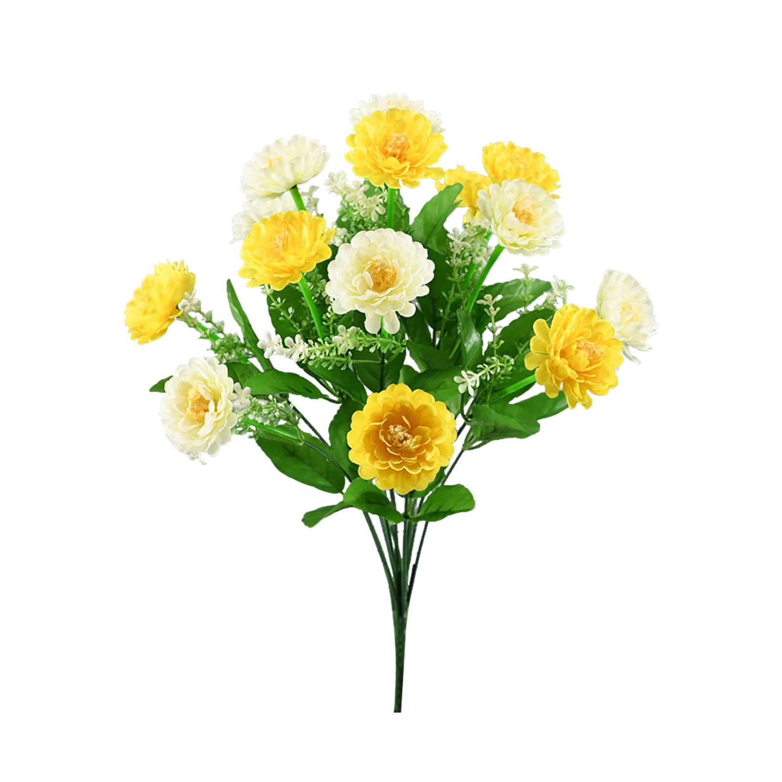 12PCS Artificial Cemetery Flowers for Graves - Durable Silk Floral Arrangements for Outdoor Headstones, Memorial Decor, Funeral Flowers (Rose, Lily, Chrysanthemum) All Season Grave Decorations