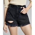 thumbnail image 2 of Now This Womens Cotton Frayed Denim Shorts Ren 25, 2 of 3