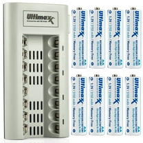 Ultimaxx 8 Bay AA & AAA Battery Charger with Two 4 Packs of AA Batteries
