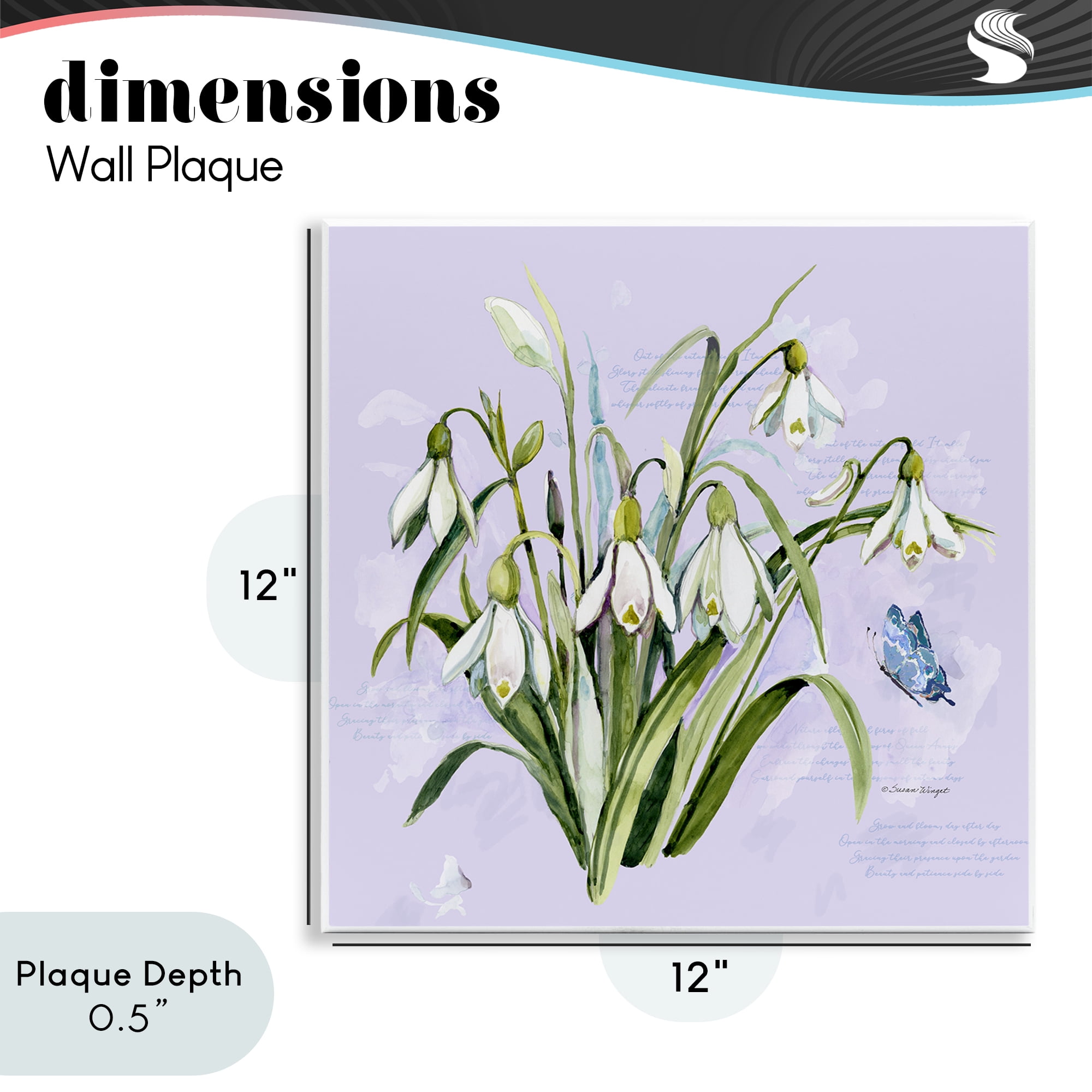 Stupell Industries Snowdrops with Vintage Writings Wall Plaque Art, design by Susan Winget