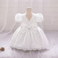 thumbnail image 4 of Baby Girl Elegant Lace Dress Toddler Princess Party Gown with Puff Sleeves Embroidered Detailing for Infant Birthday and Formal Events, 4 of 5