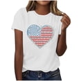 thumbnail image 2 of Xdegoge 4th Of July Tops for Women Patriotic Shirts USA American Flag Rhinestone Heart Graphic Tee Crewneck Short Sleeve Bling Summer Holiday Independence Day Glitter Graphic Tees Summer Blouses, 2 of 6