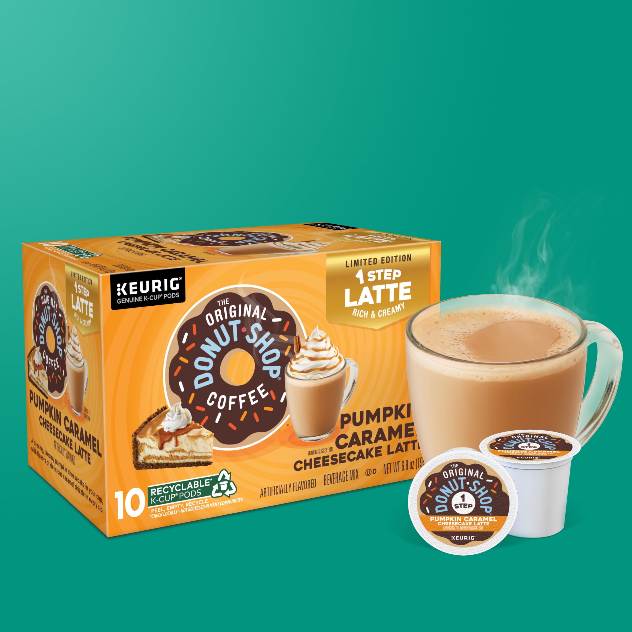 The Original Donut Shop, Pumpkin Caramel Cheesecake Latte K-Cup Coffee Pods, 10 Count