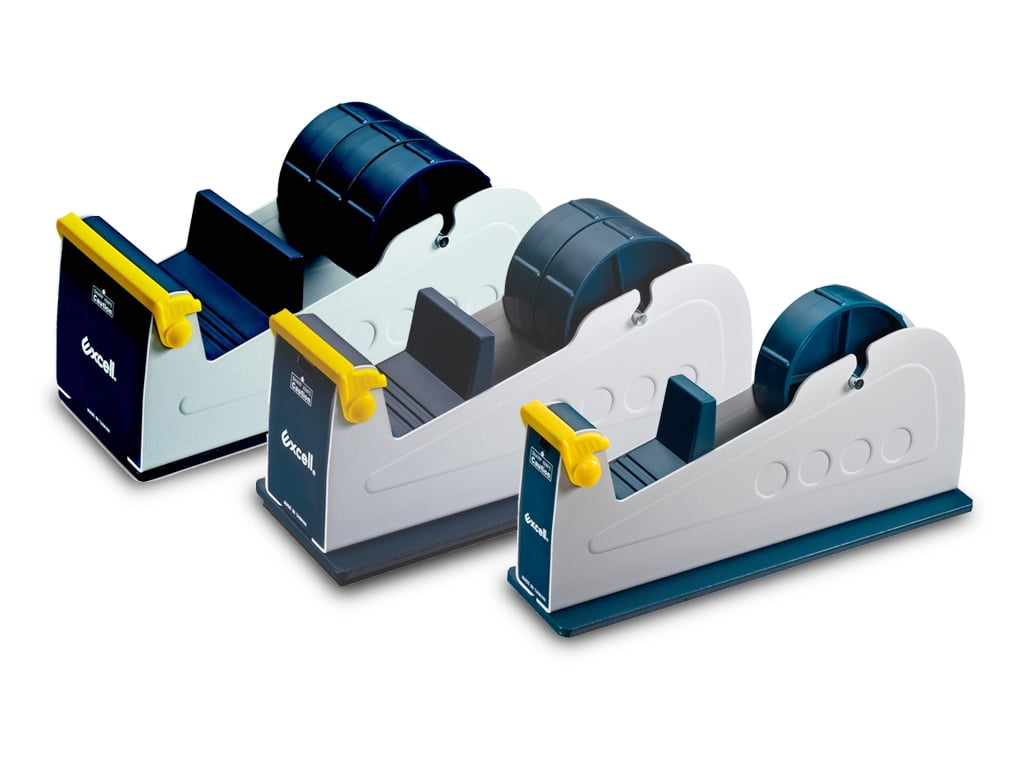 T.R.U. ET-337 Blue/Grey Premium Multi-Roll Steel Desk Top Tape Dispenser: 3 in. wide (3 in. core)
