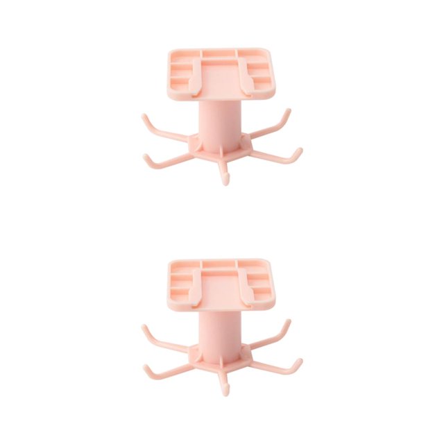 Transemion 1/2/3/5 Kitchen Hanger Self-adhesive Replacement Solid Color Rotatable 6 Claw Detachable Cup Brush Rack Holder Accessories Pink 2PCS