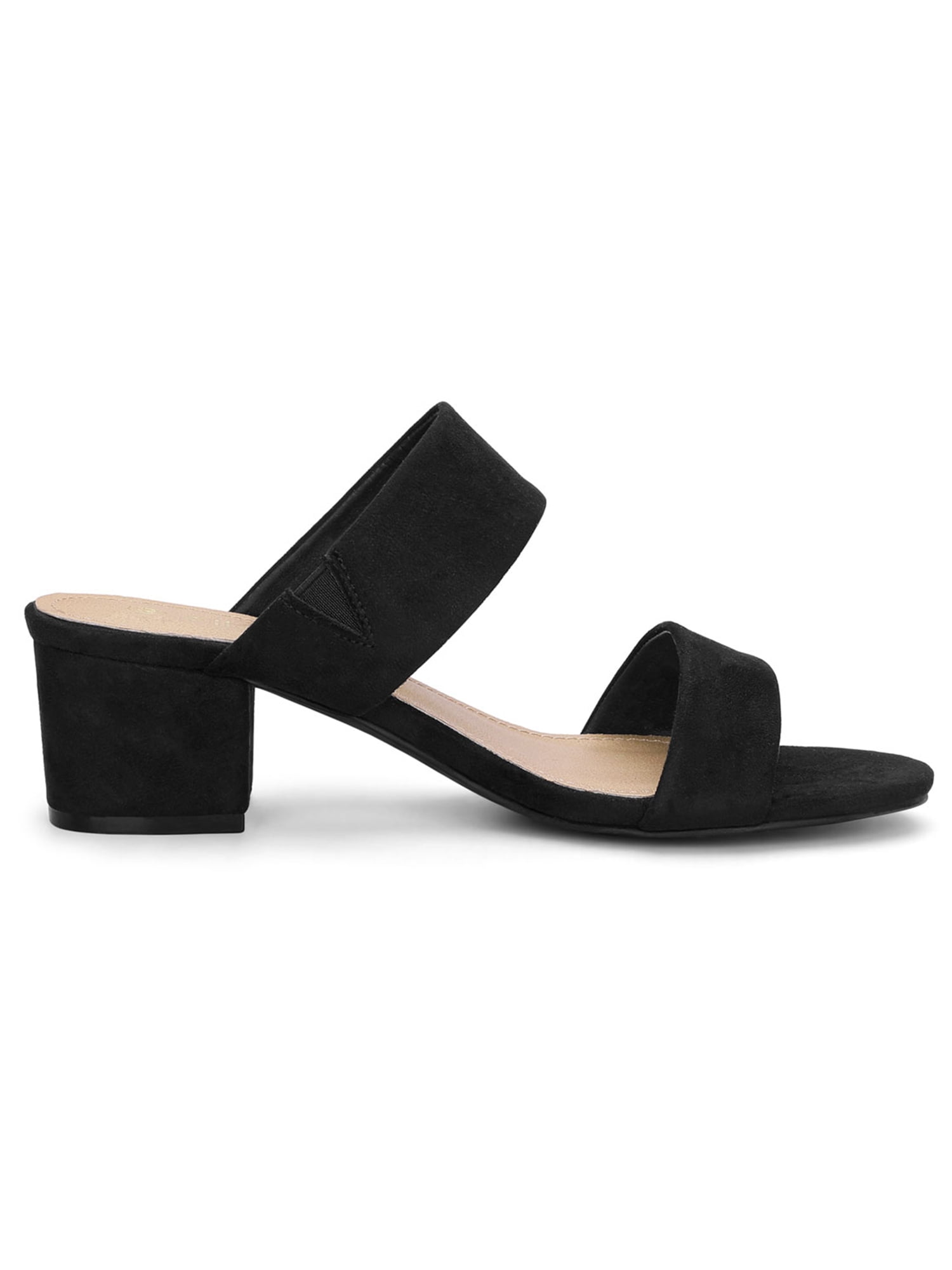 DARING DIVA Stylish Women's Block Heel Dual Straps Slide Sandals 8.5 Black