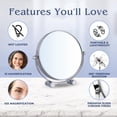 thumbnail image 2 of MIRRORVANA Small 15X Magnifying Tabletop Mirror for Makeup - Double Sided 15x and 1x Portable Make Up Mirror for Desk, Dressing Table and Retail Store - 6" Wide & 6.7" Tall (Chrome), 2 of 7