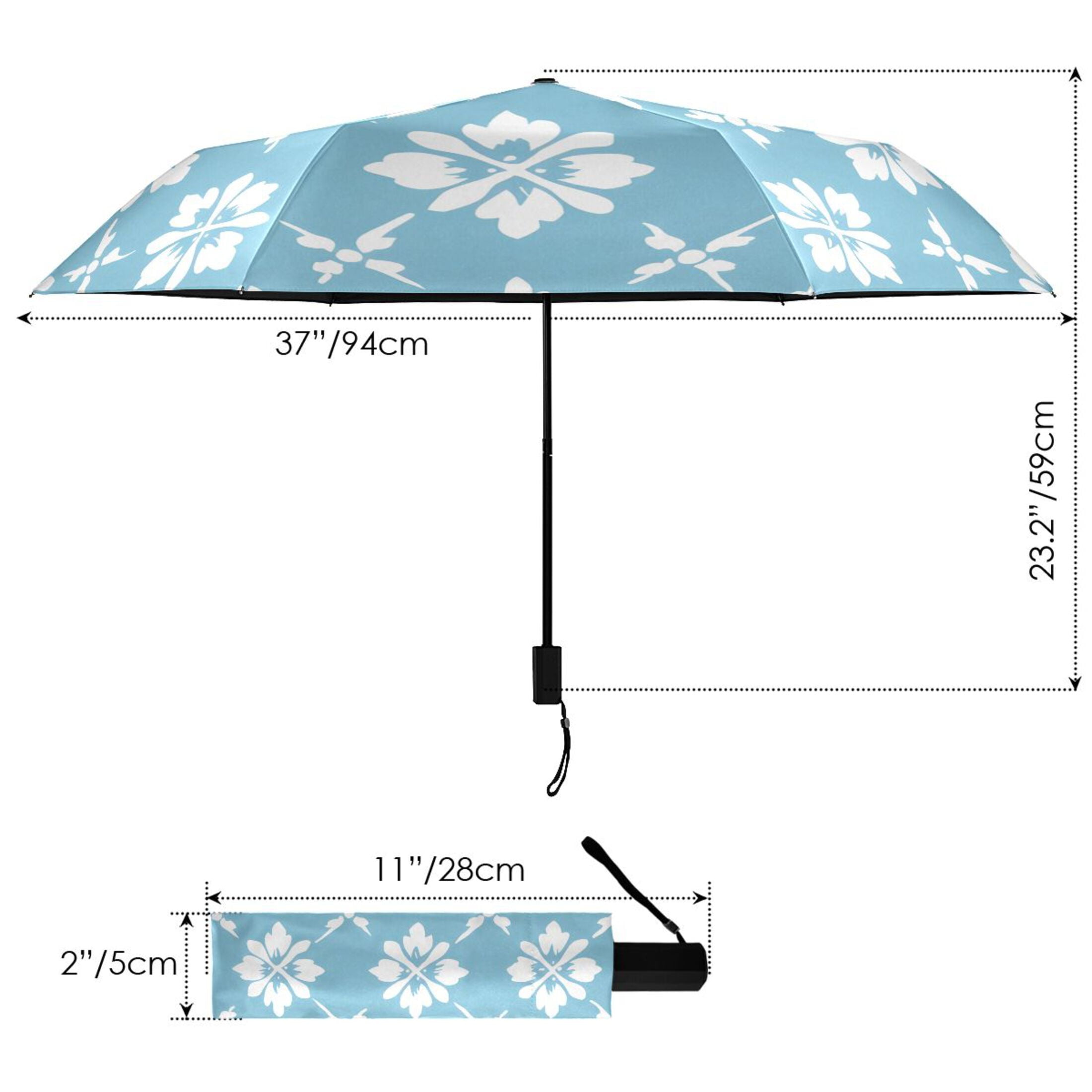 ALAZA Flowers Checkered Grid UPF 50+ Compact Folding Umbrella for Rain Travel Umbrella Packable