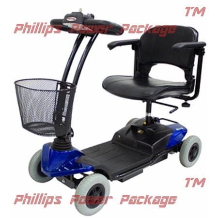 CTM - HS-118 - Lightweight Travel Scooter - 4-Wheel - Blue - PHILLIPS POWER PACKAGE TM - $500 VALUE
