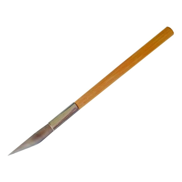Bruñidor de ágata para tallar metales preciosos naturales con mango de bambú y cierre de bisel. Estilo 1