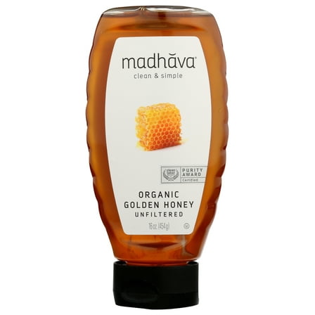 Madhava Organic Golden Honey, 16 Oz