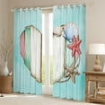 thumbnail image 2 of Beach Theme Blackout Curtains, Cute Starfish Shell Curtains for Bedroom, Rustic Farmhouse Window Curtains Drapes, Heart Pattern Window Treatments, Coastal Ocean Theme Darkening Curtains, Blue 52"X84", 2 of 5