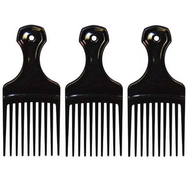 Comfort Axis Mini peine de plástico y púa para levantar el cabello, paquete de 3, color negro