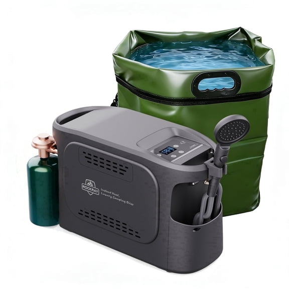 ROCKRAY Portable Propane Water Heater for Camping, Thermostatic, Instant Hot Water Heater with 5200mAh Battery,Outdoor Shower for RV, Cleaning & Pet Washing
