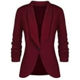 thumbnail image 3 of Blazers For Women Business Casual Sevevn Women's Pleated Sleeves Work Office Coat Suit Jacket, 3 of 4