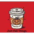 thumbnail image 2 of Just Fall Things Pumpkin Spice Latte Youth Red Crew Neck Short Sleeve Tee-Small, 2 of 4