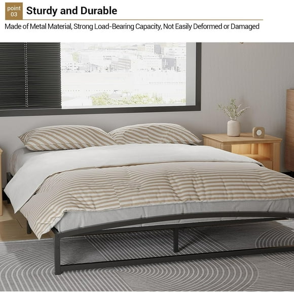 Historyli Marco de cama King de perfil bajo,plataforma de metal resistente,base de colchón con soporte de listones de acero,sin somier,fácil montaje,10 pulgadas,color negro. COMPLETO