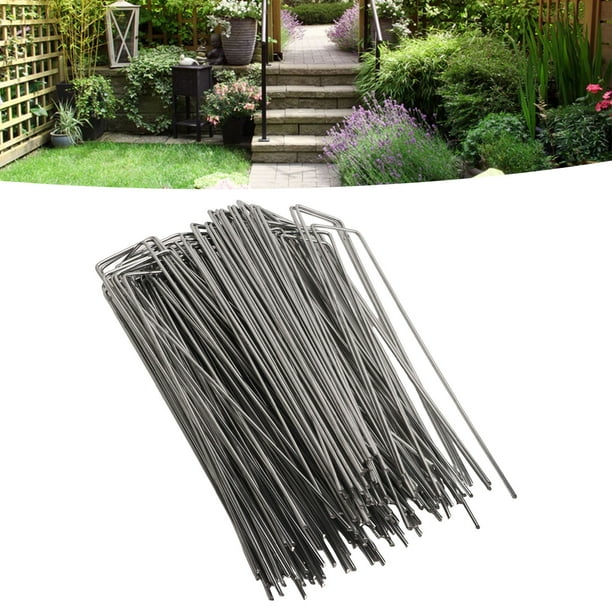 Estacas de Jardín 100 Piezas Estacas de Jardín de Acero Galvanizado Estacas de Tienda de Campaña en Forma de U Grapas de Paisaje Galvanizadas Pasadores de Paisaje para Asegurar ANGGREK Otros
