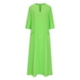 thumbnail image 3 of Women's Fall 3/4 Sleeve Loose Maxi Dresses Solid Color Casual V Neck Floor Length Lounge Dress, 3 of 5