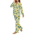 thumbnail image 3 of FOR U DESIGNS Flower Lemon Long Sleeve Button Up Pajama Tops for Women Sleepwear Long Sleeve 2PCS Size L Womens Button Down Jogger Pants Nightwear Sets Button Front, 3 of 7