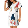 thumbnail image 2 of Easygdp School Cute Gnomes Camisón de manga corta para mujer, informal, estampado, 2 of 6