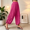 thumbnail image 5 of Ynynloco Women's Harem Pants Casual Loose Fit Wide Leg Cropped Lightweight Drawstring Elastic Waist Pants Adjustable Ankle Tie with Pockets, 5 of 6