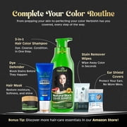 Herbishh Black Hair Color Shampoo,Ammonia-Free, Permanent 3-in-1 Gray Coverage for Men & Women Kit (3pcs Color Shampoo +1 Argan Hair Mask)