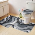 thumbnail image 4 of Gray White Bathroom Rugs Set Geometric Abstract Gradient Ocean Wave Modern Non Slip Absorbent Soft Bath Mats 3 Piece Set with Bathroom Rug, U-Shaped Floor Mat, Toilet Seat Cover Large Size, 4 of 9