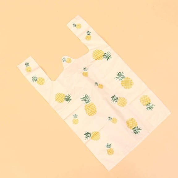 DINHEAROM Lightweight Beige Fruits Bag Foldable and Cute for Shopping 50Pcs