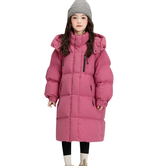 EnJoCho Girls Long Winter Coat Parka Waterproo𝖿 Warm Puffer Jacket Lightweight Hooded Windproof Down Outerwear Snow Coats Insulated Thermal Cold Weather Apparel Hooded Jacket