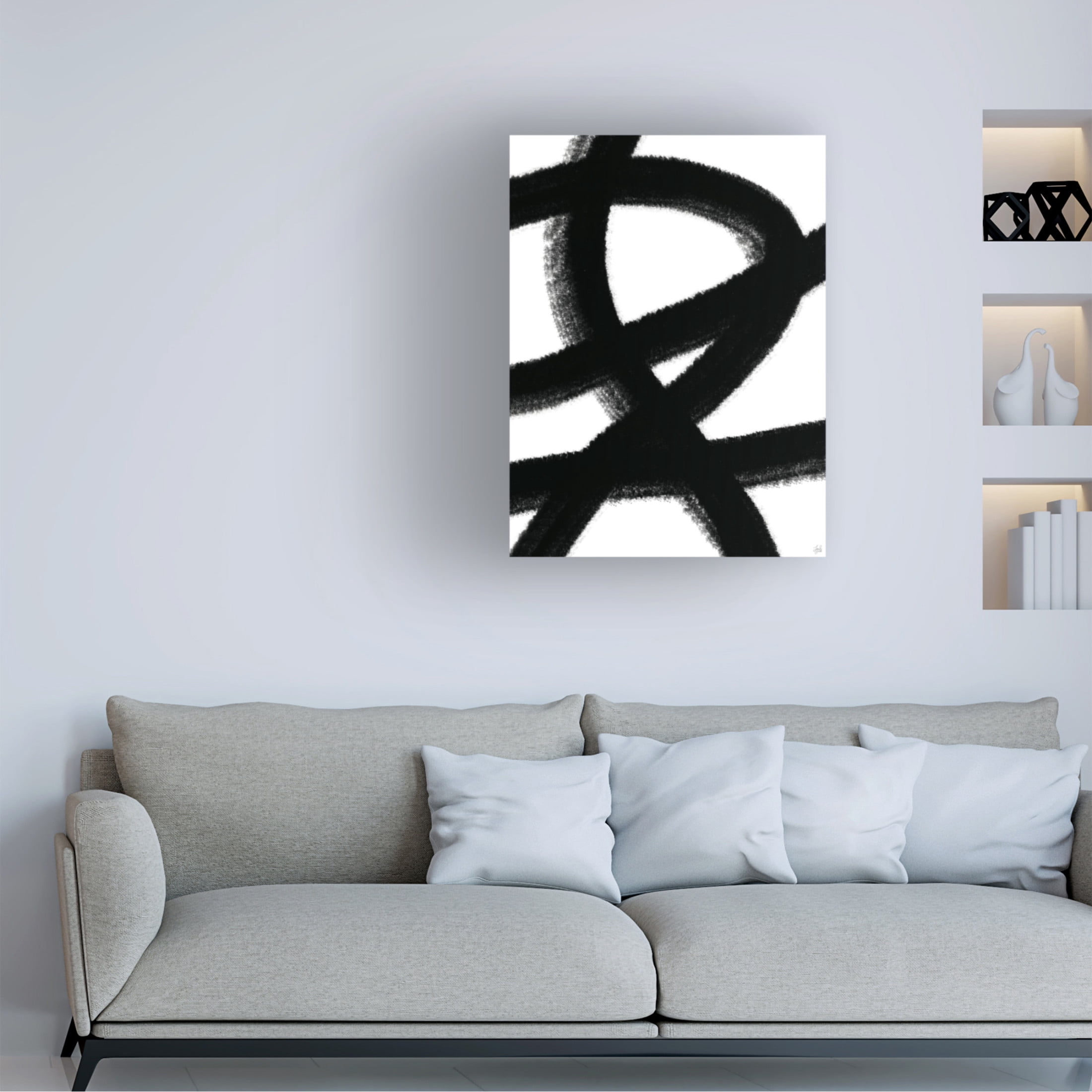 Canvas Wall Art - Line and Brush 'Big Brush 1' Wall Art for Living Room, Bedroom, or Office Décor by Trademark Fine Art - 35 x 47 Inches