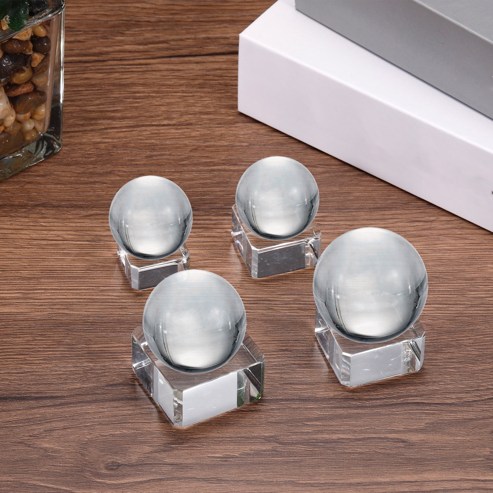 Unique Bargains 2pcs Crystal LED Display Base Holders Transparent 1.18" x 1.18" x 0.63"