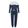thumbnail image 5 of BLOCLOALO 2 Piece Lounge Set Pullover Crewneck Sweater Women's Outfit Crewneck Pullover Tops and Long Pants Sweatsuits with Sweatpants Long Sleeve Tops Drawstring Pants Comfy Lounge Set Blue L, 5 of 5