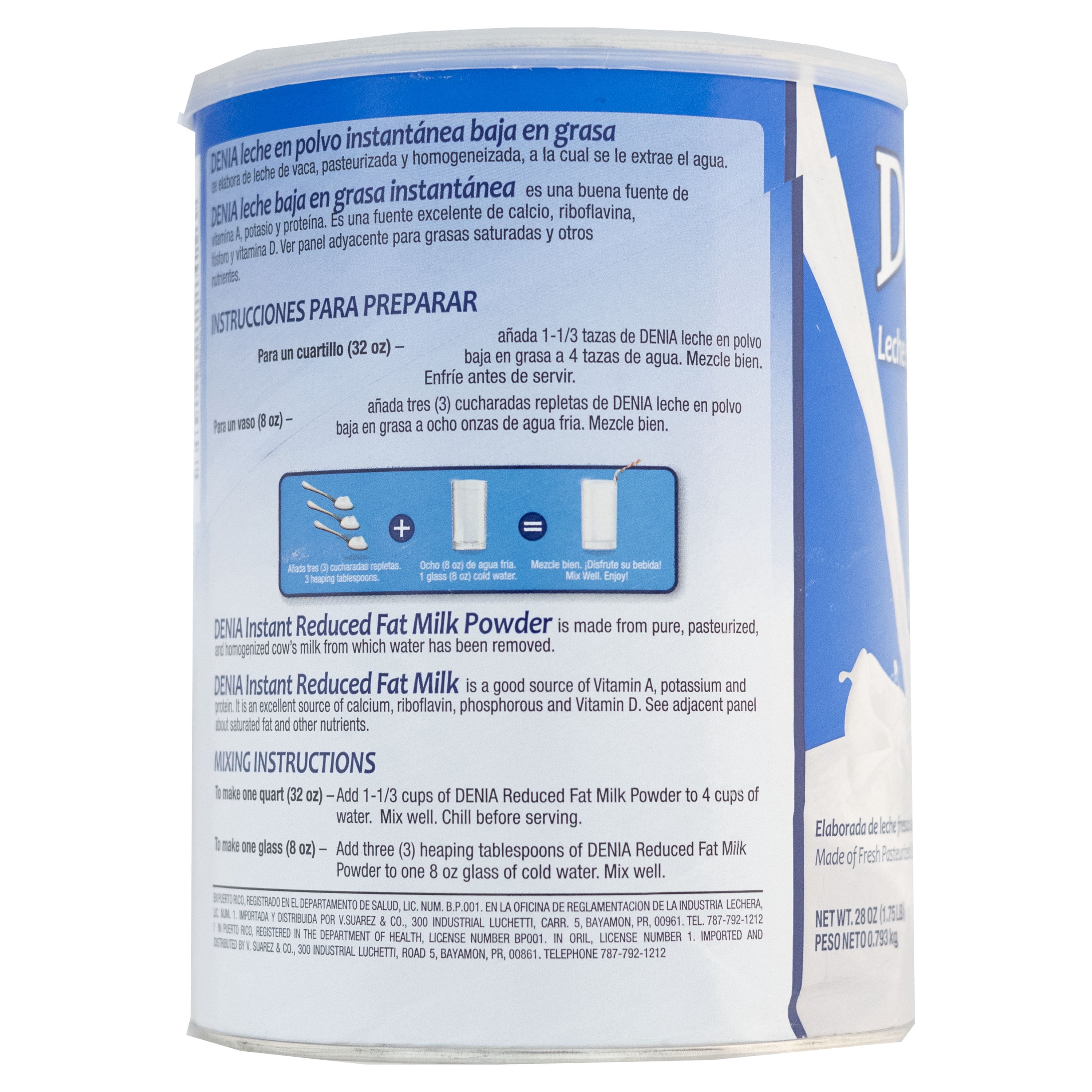 (3 pack) Denia Instant Reduced Fat Powder Milk Pasteurized, and Homogenized, 1.75 lbs.