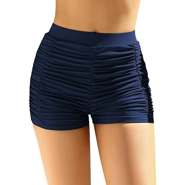 Charmo Womens Swim Shorts High Waisted Tummy Control Swimsuit Bottoms Ruched Board Shorts