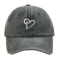 thumbnail image 3 of Womens Washed Baseball Cap Heart Cross Print Sun Hat Outdoor Sports Cap Army Green, 3 of 4