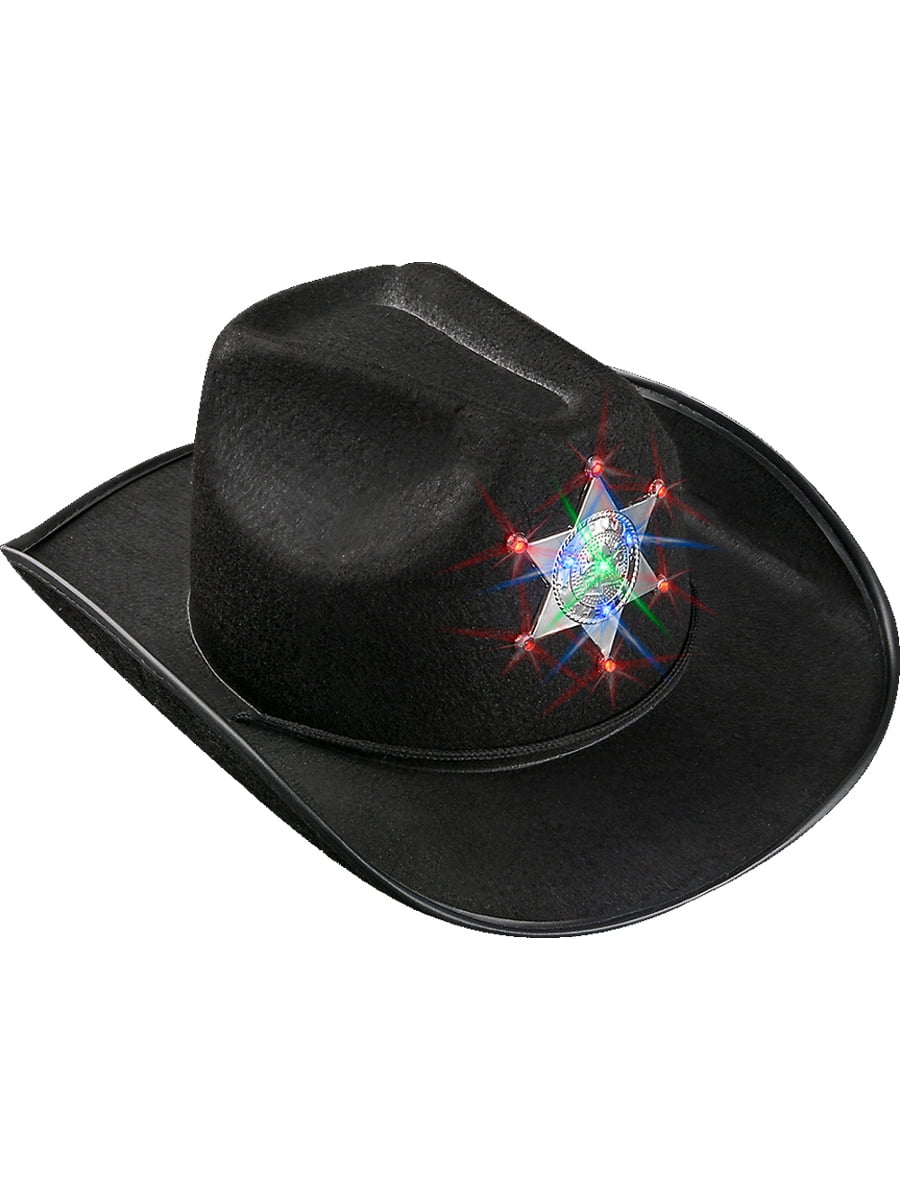 RI Novelty Child s Black Light Up Sheriff Badge Cowboy Hat Costume 