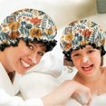 thumbnail image 6 of Shower Caps,Pioneer Flower Floral Print Pattern Waterproof Shower Cap for Women 4 Pieces,Double Reusable Hair Cover for Shower PEVA Elastic Stretch Hem, 6 of 7