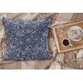 thumbnail image 2 of Under The Sea Fluffy Throw Pillow Cushion Cover, Ocean Animals Shells Plants Seahorse Turtle Fishing Theme Art Print, Decorative Square Accent Pillow Case, 16" x 16", Navy Blue White, by Ambesonne, 2 of 5