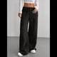 thumbnail image 5 of Pantalones Anchos de para Mujer, Rectos, con Botones y Cremallera Frontal, y Bolsillos Negro M, 5 of 10