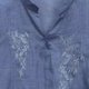 thumbnail image 4 of Camisas de Cuello V de Manga Corta para las Mujeres Lino Bordado Tres Cuartos Suelto Ajuste Cuello Redondo Túnica Blusa Vintage Casual, 4 of 5