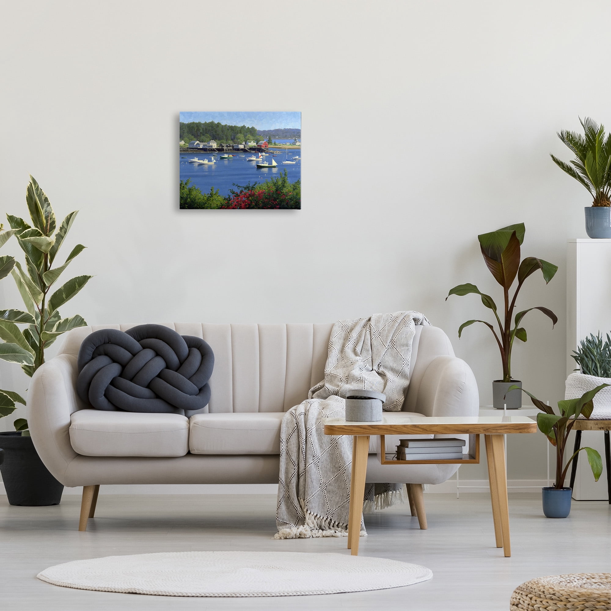 Stupell Industries Summer Harbor Inlet Landscape Painting Gallery Wrapped Canvas Art Print Wall Art, 20 x 16