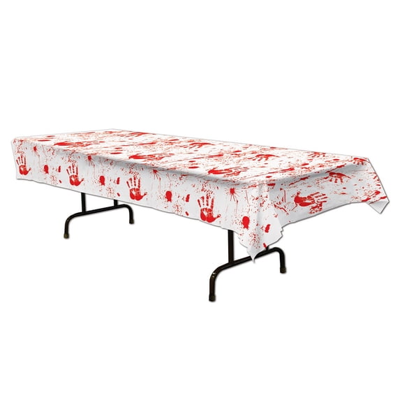 Party Central Club Pack of 12 White and Red Bloody Handprints Halloween Banquet Table Covers 108"