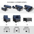 thumbnail image 3 of Patio Furniture Set 7 Piece - All-Weather - Wicker Rattan Patio Outdoor Conversation Set, Modular Sectional Sofa for Backyard, Garden, Poolside, Balcony, Porch, Patio,Black/Navy Blue, 3 of 6