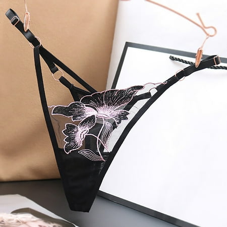 

Fatuov Womens Sexy Underwear Clearance Under $5 Lace Briefs String Thongs for Women Cotton Breathable Panties Black Free Size